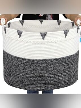 2/$50 New Canvas Rope Large Storage Basket Or Hamper - Factory Sealed